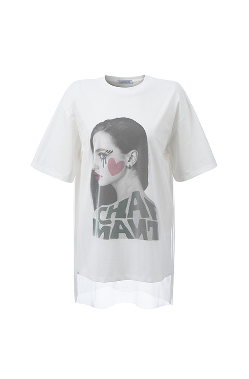 강자매23 매쉬 레이어링 페이스페인팅 티셔츠