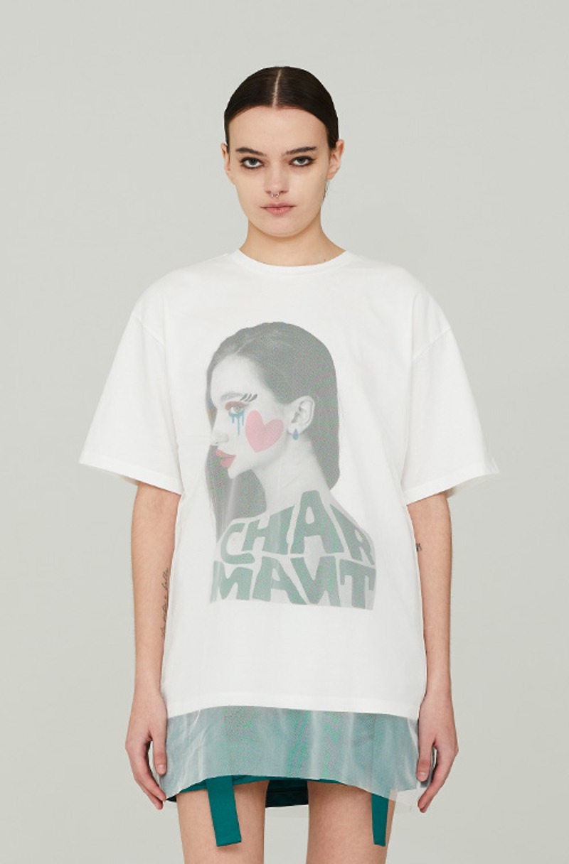 강자매23 매쉬 레이어링 페이스페인팅 티셔츠